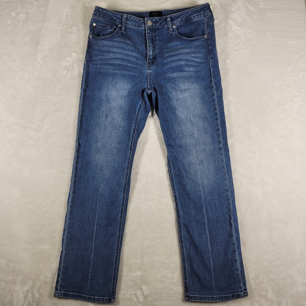 Quince Jeans Women's 32x28 Blue Denim Mid Rise Slim Straight Medium Wash